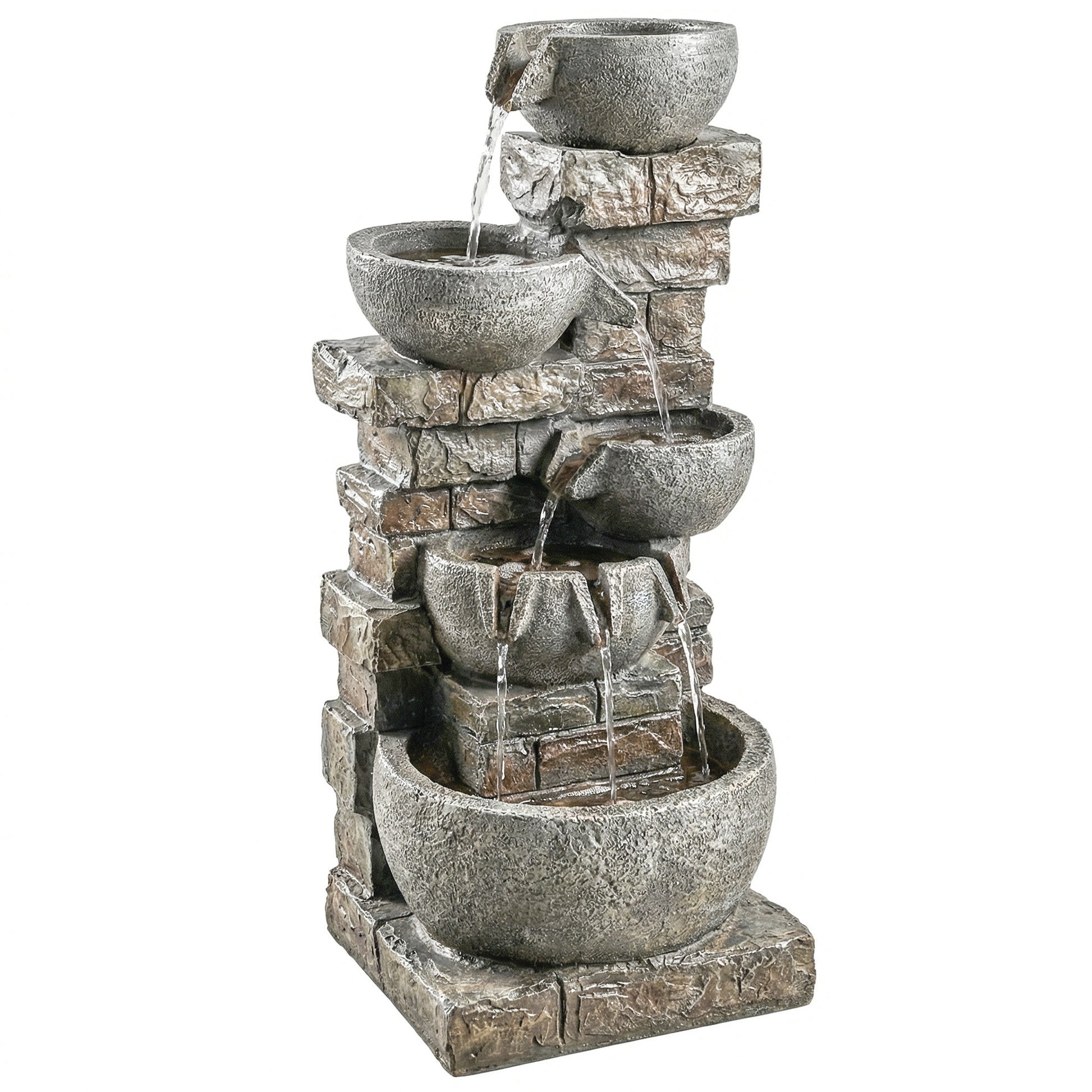 Outdoor Water Fountain with LED Lights