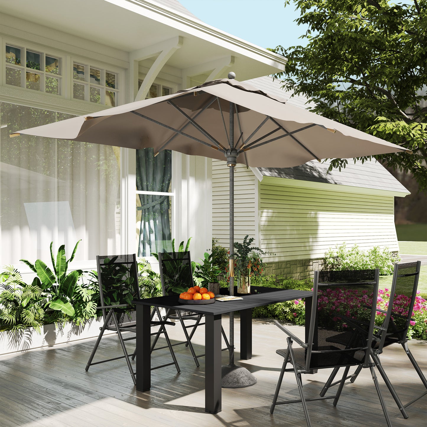 Garden Dining Table for 6 with Parasol Hole