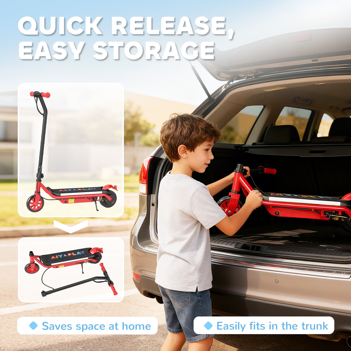 Electric Scooter for Kids Aged 6-14 Years, with Colourful Lights