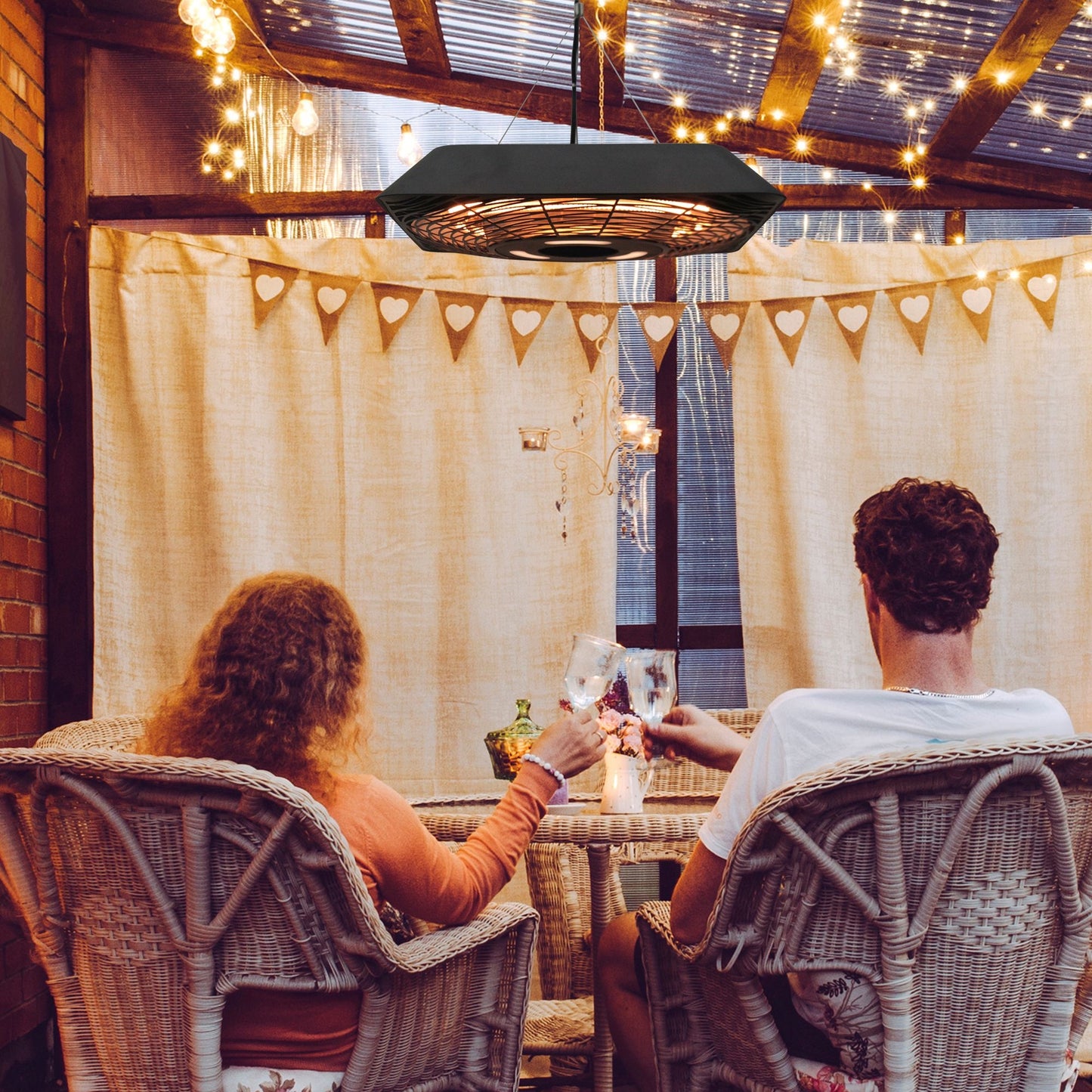 2000W Electric Hanging Patio Heater Ceiling Mounted Halogen Heating