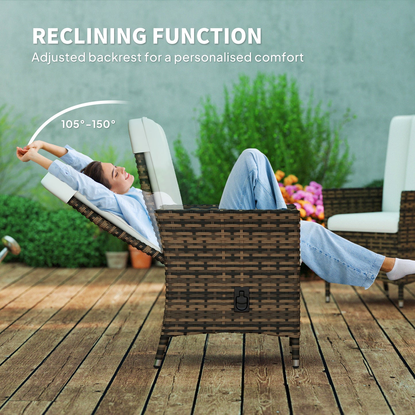 105°-150° Reclining Rattan Chair