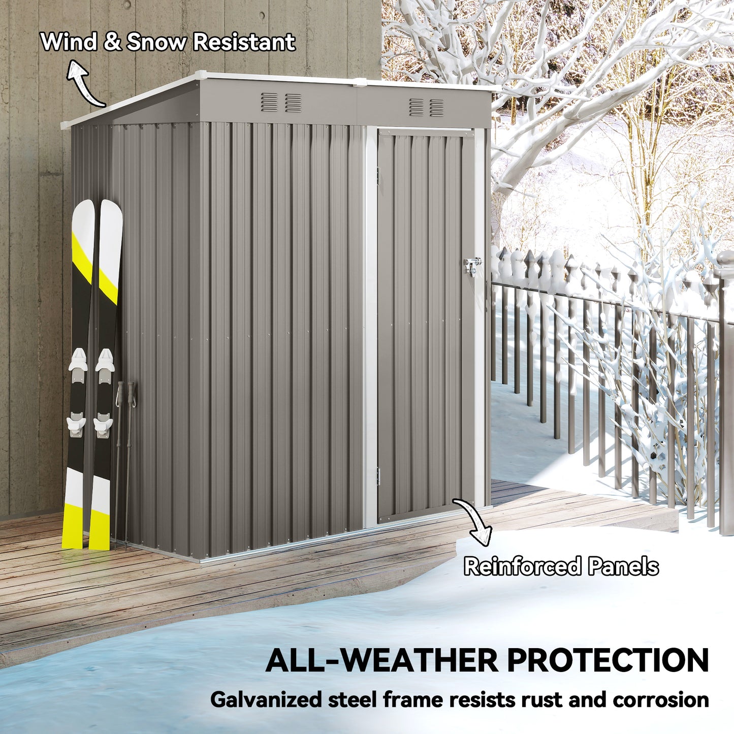 5 x 3 ft Lean-to Garden Shed