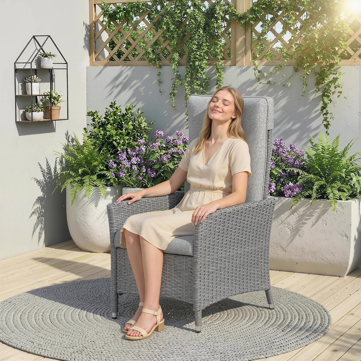 105°-150° Reclining Rattan Chair