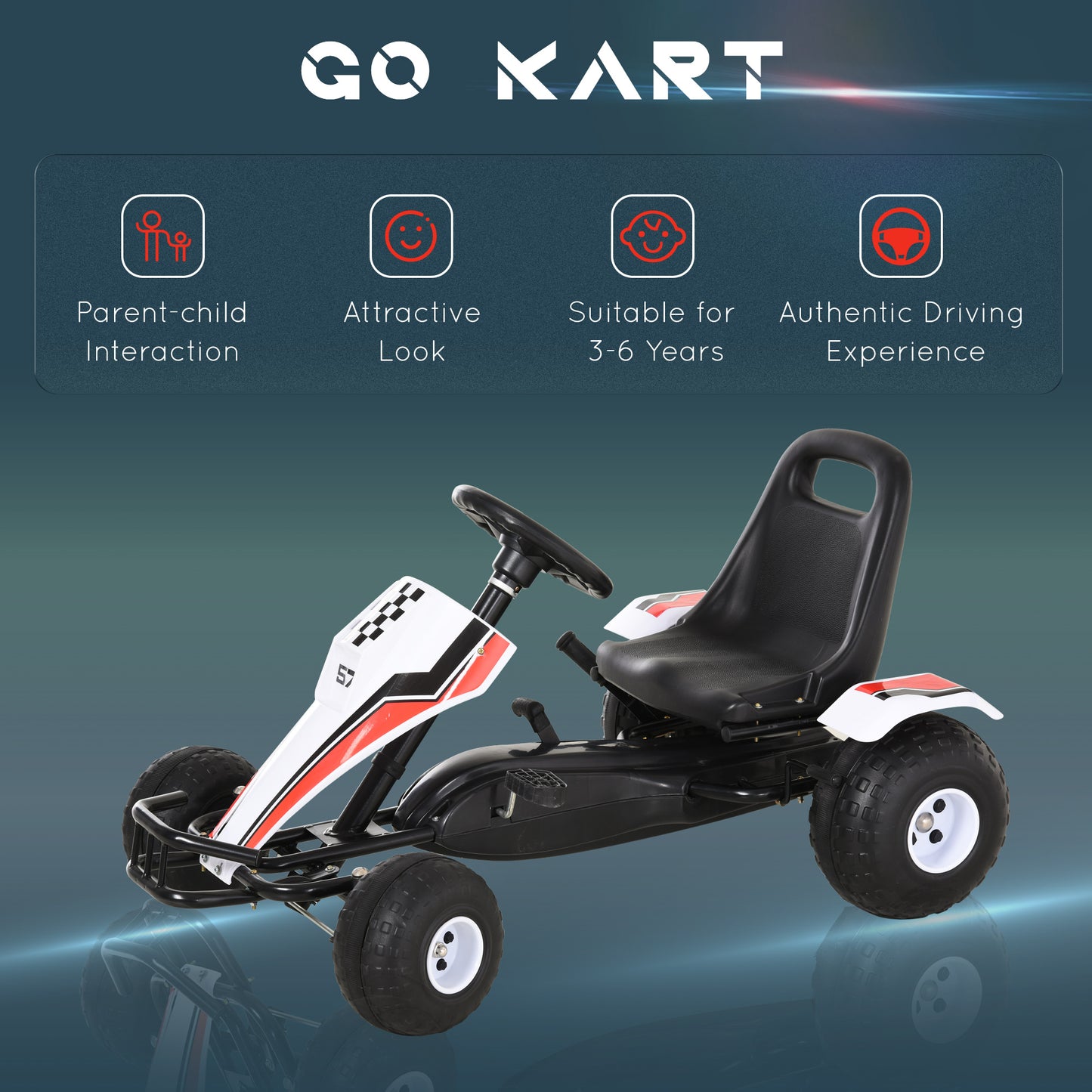Kids Children Pedal Go Kart Manual Ride On Car w/ Brake Gears
