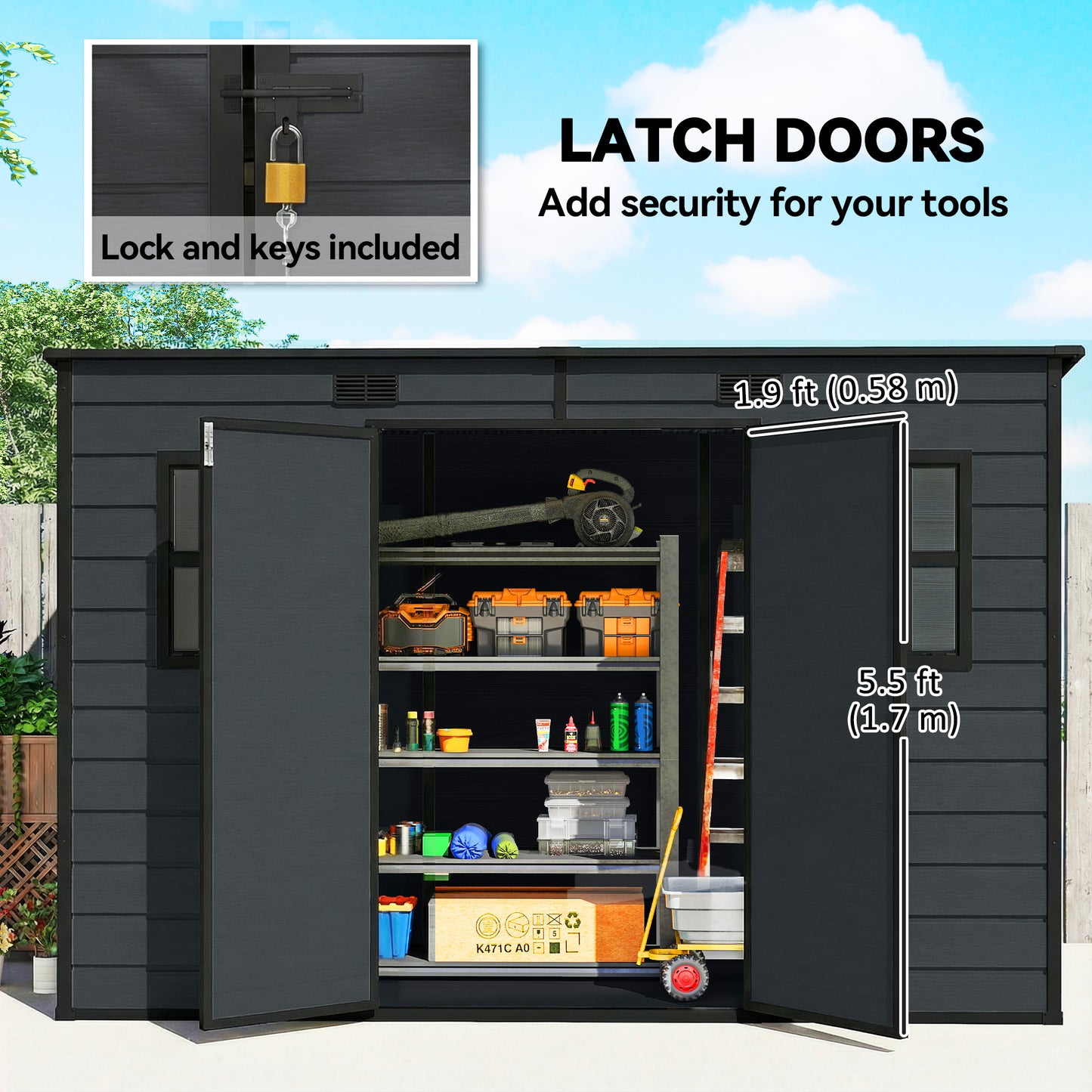 10 x 4 ft Resin Garden Shed, Outdoor Storage Shed with Floor