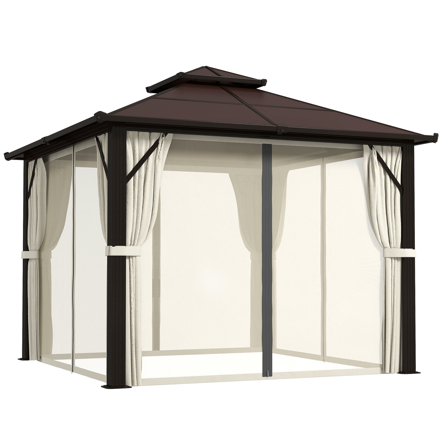 3 x 3(m) Hardtop Gazebo Canopy with UPF30+ Double Polycarbonate Roof