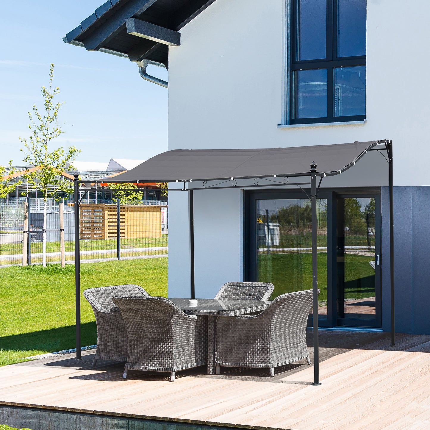 3x3m Metal Pergola with Canopy Garden Awning for Garden Parties