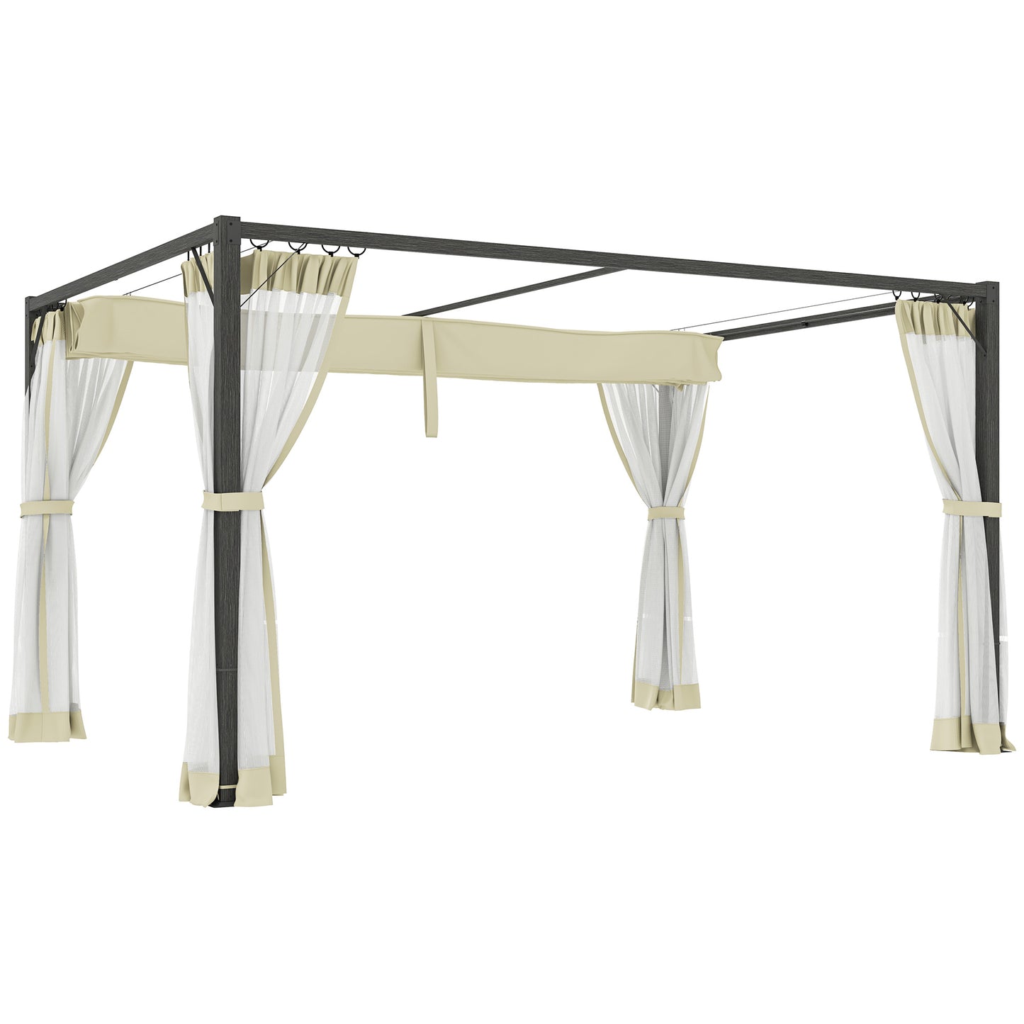 3 x 4m Aluminium Frame Pergola, with Retractable Roof