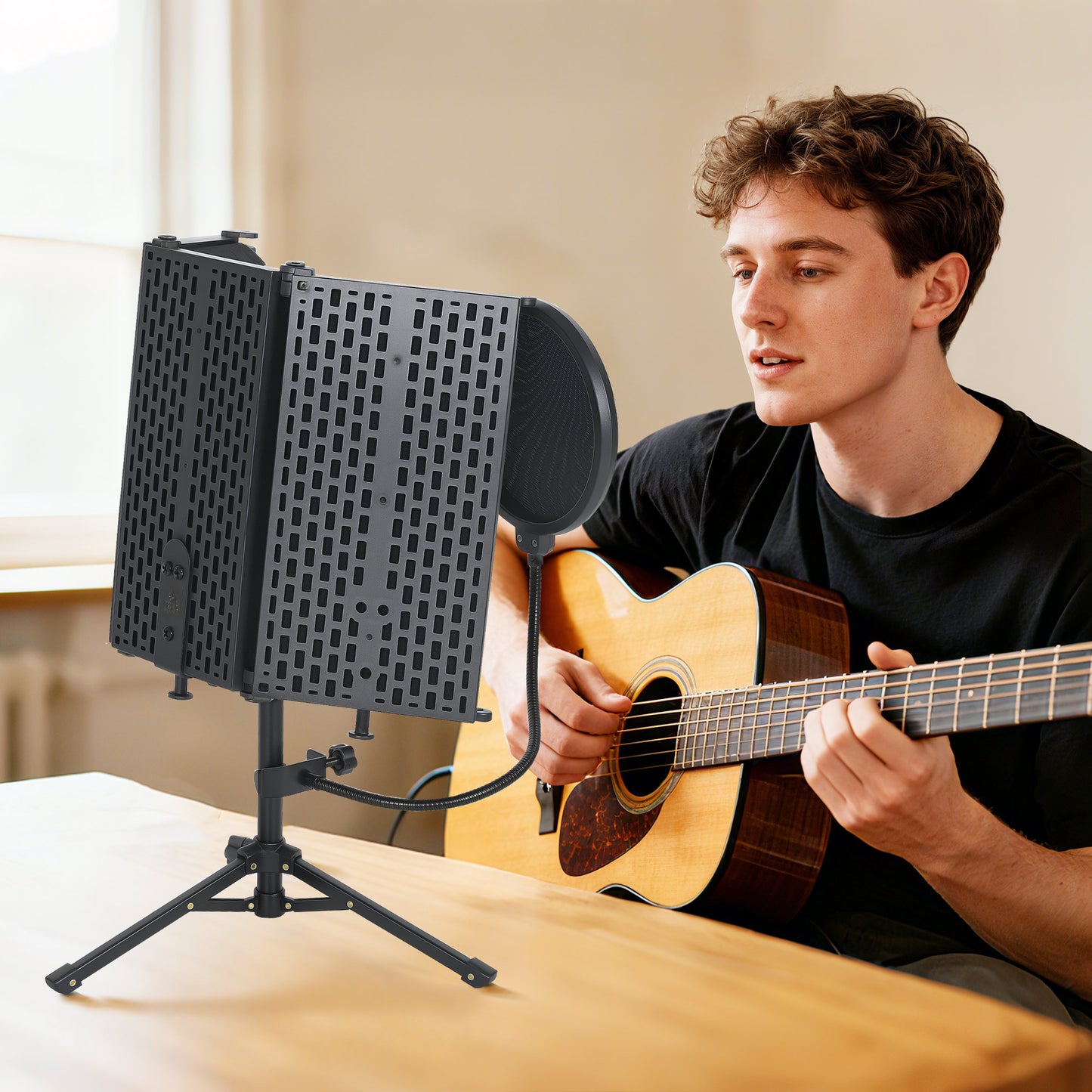 Studio Microphone Isolation Shield with Pop Filter and Tripod Stand