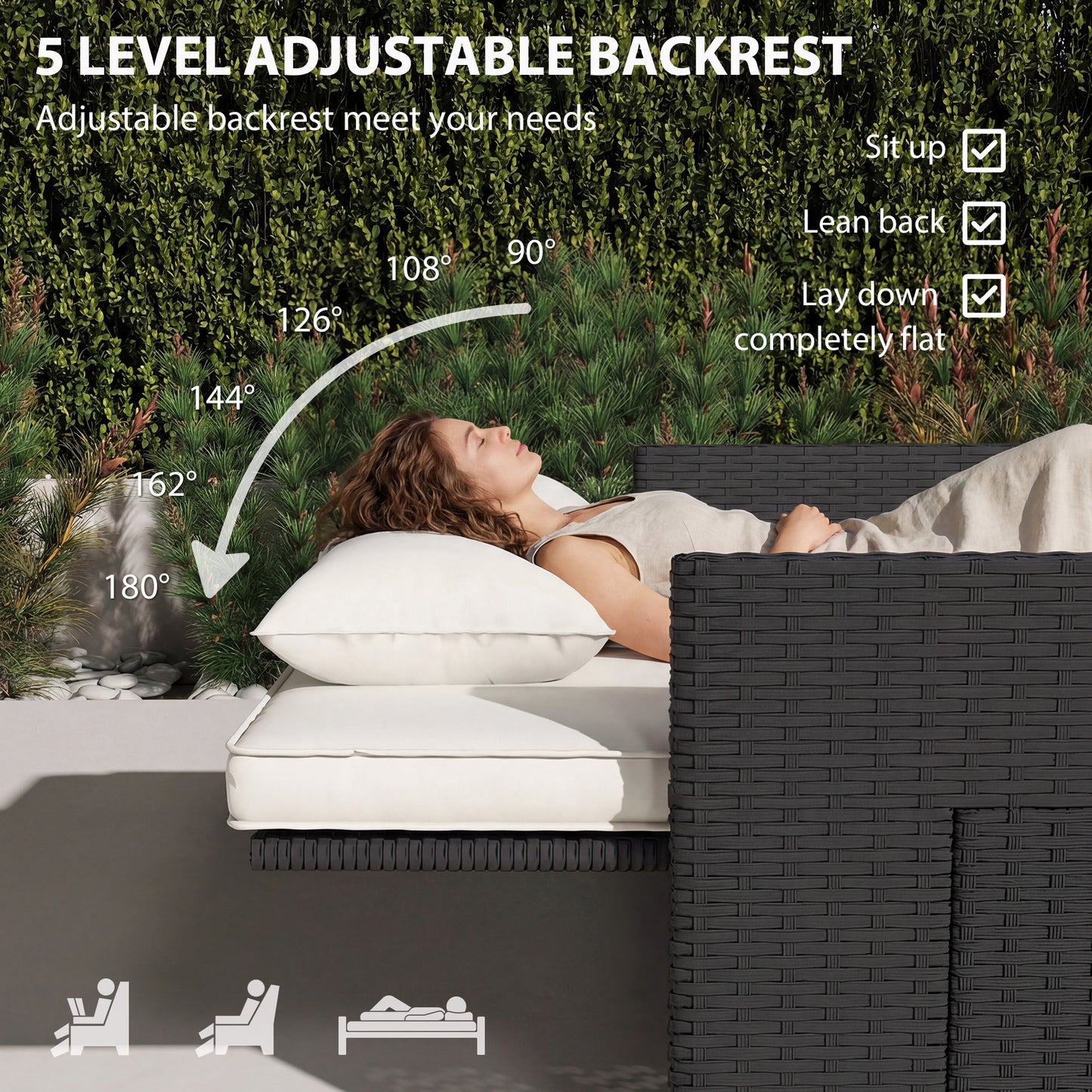 Rattan Garden Daybed, Double Sun Lounger