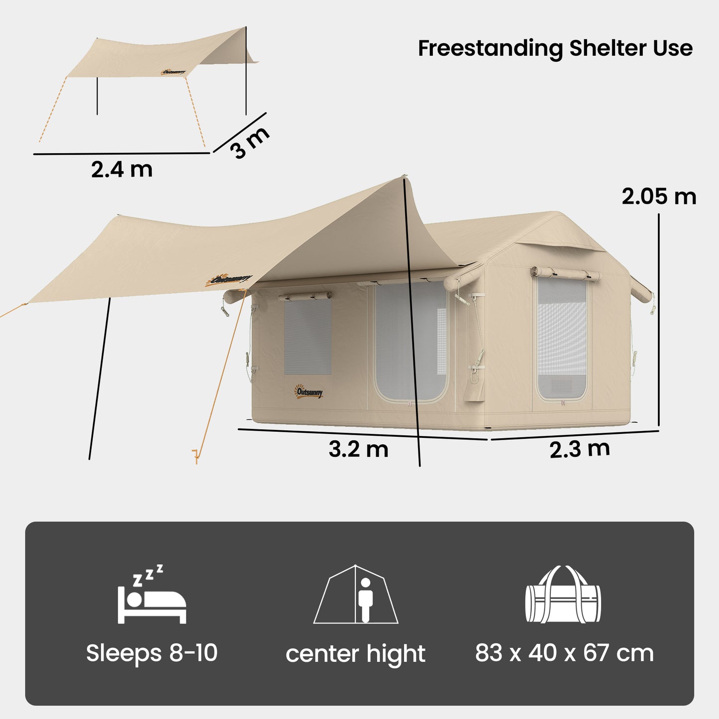 Inflatable Tents Waterproof Glamping Tent with Stove Jack