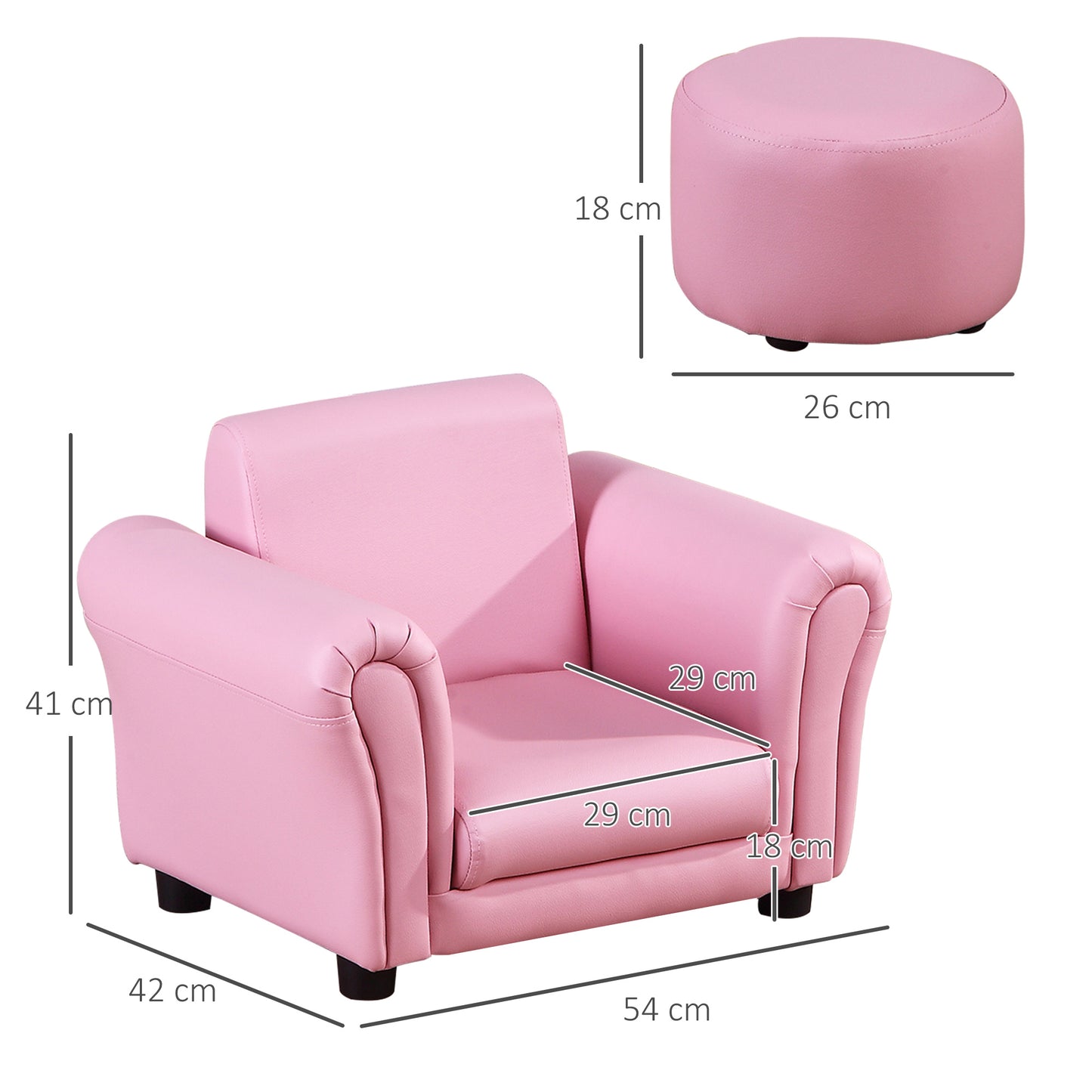 Toddler Chair Single Seater Kids Sofa Set, 54 x 42 x 41cm