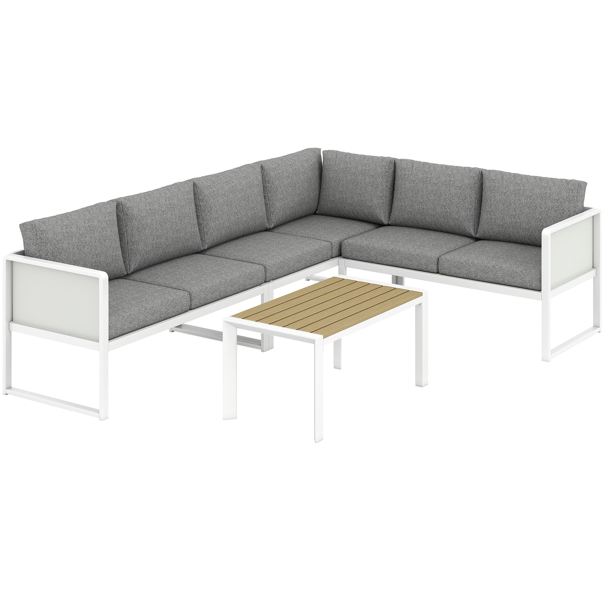 6 Seater Metal Garden Furniture Corner Sofa Set with 3 Loveseats