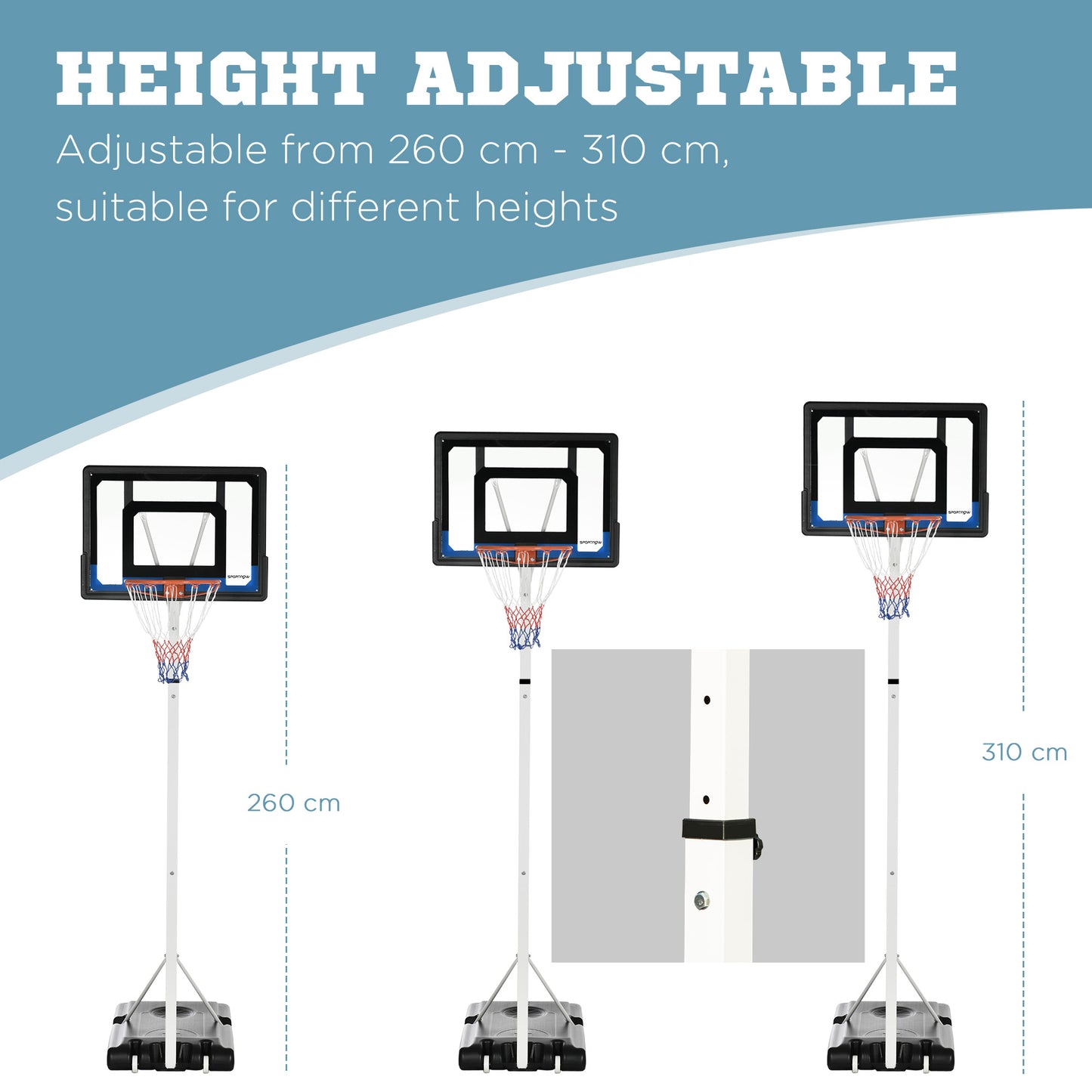 2.6-3.1m Adjustable Basketball Hoop