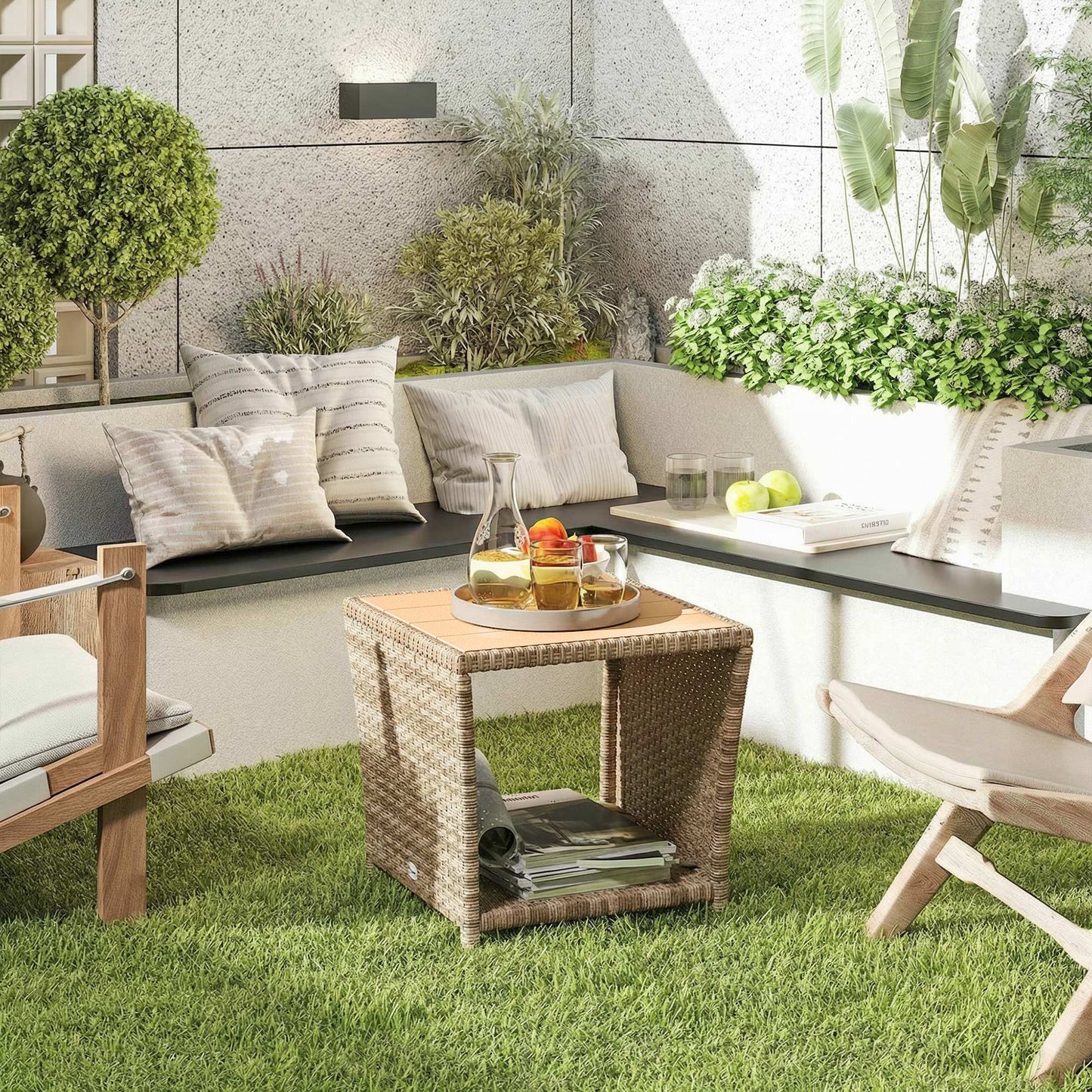 Side Table 2-Tier Outdoor Coffee Table