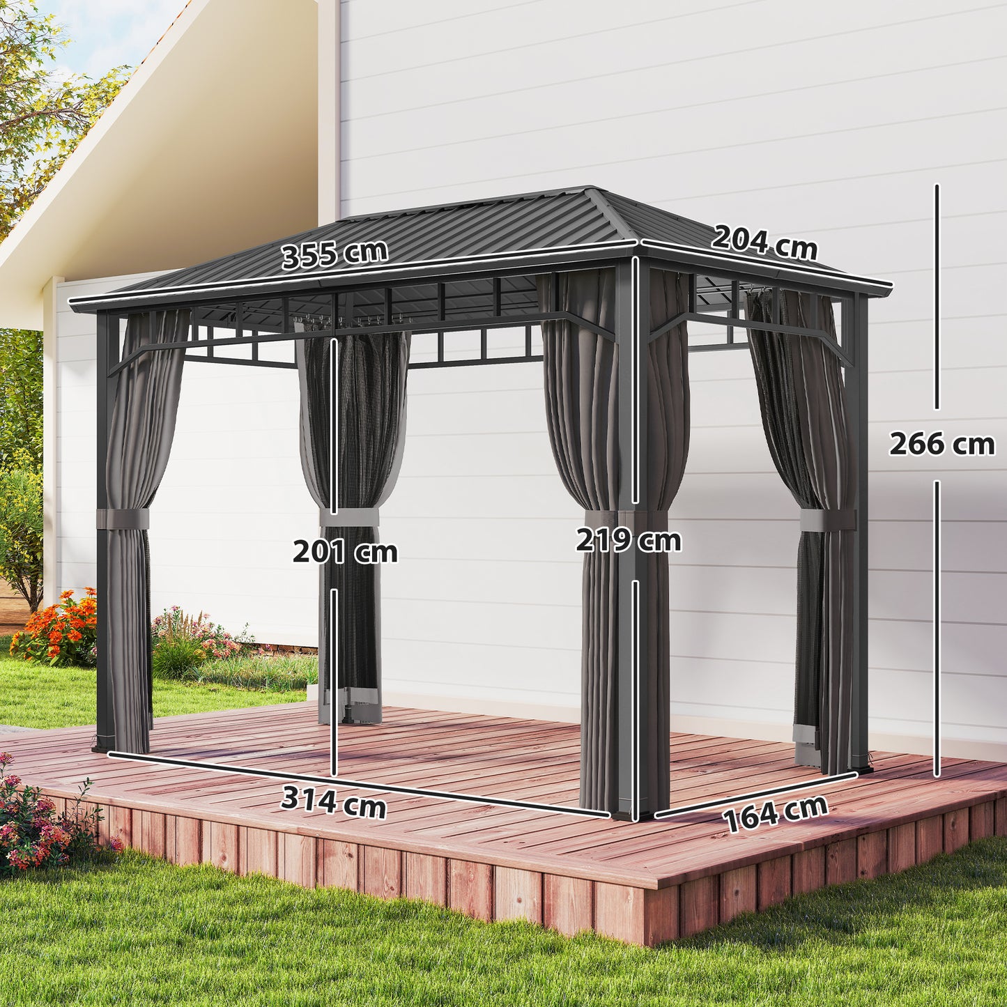 2 x 3.5 m Hardtop Gazebo with Galvanised Steel Roof