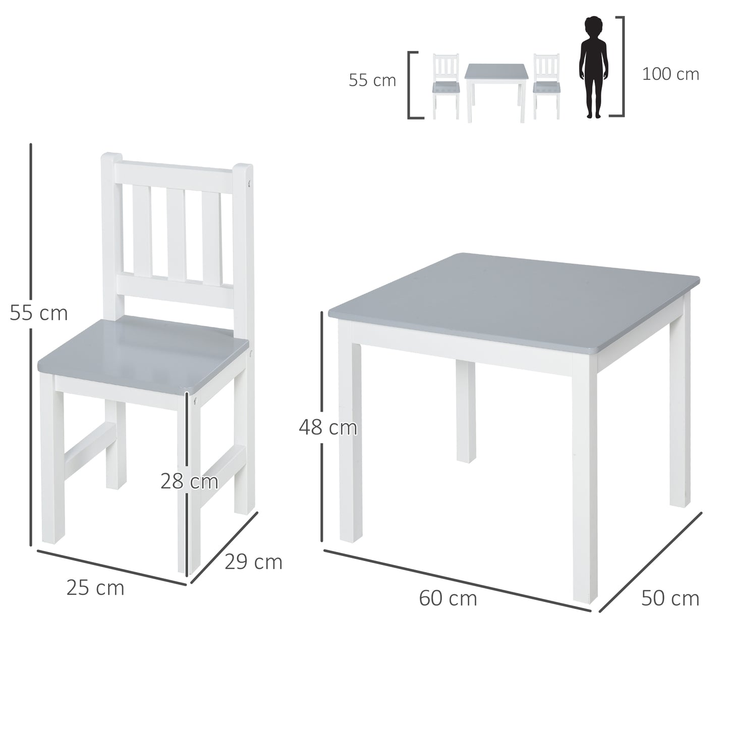 Kids Table and Chair Set 3 Pieces Toddler Preschoolers Desk