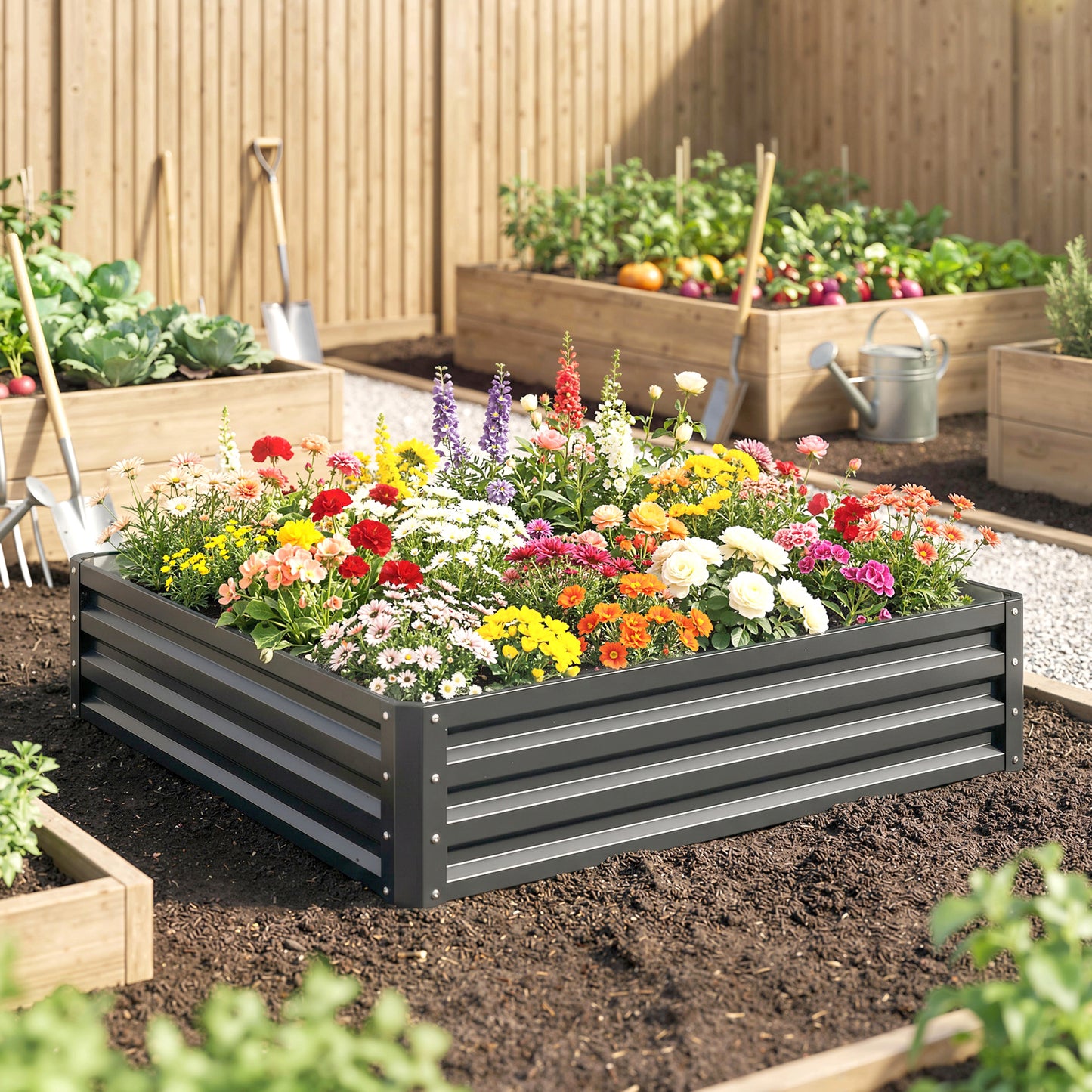 432L Square Raised Garden Bed Box Steel Frame for Vegetables