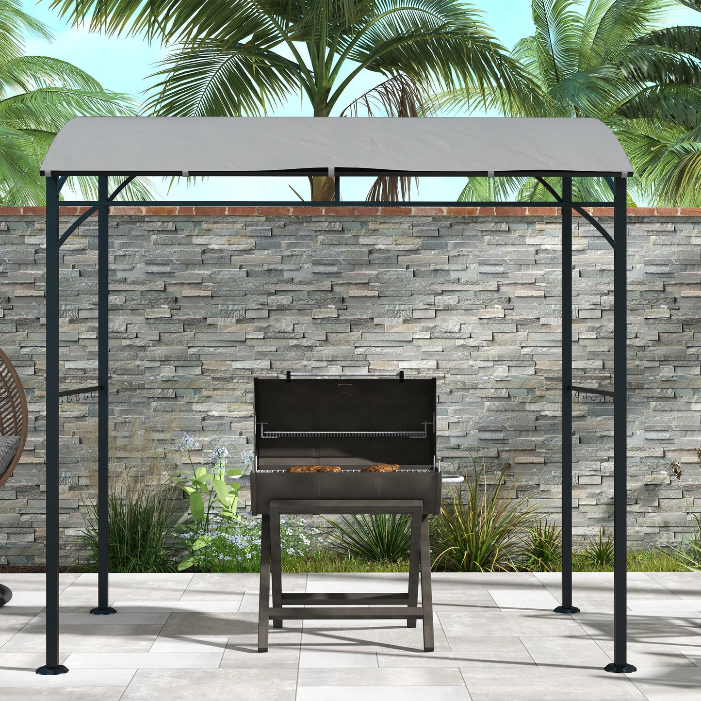 2.2 x 1.5 m BBQ Grill Gazebo Tent, Garden Grill with Metal Frame