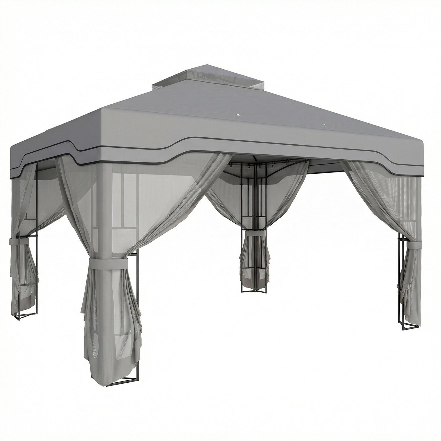 3 x 3.6 m Outdoor Garden Gazebo with Post Shelves