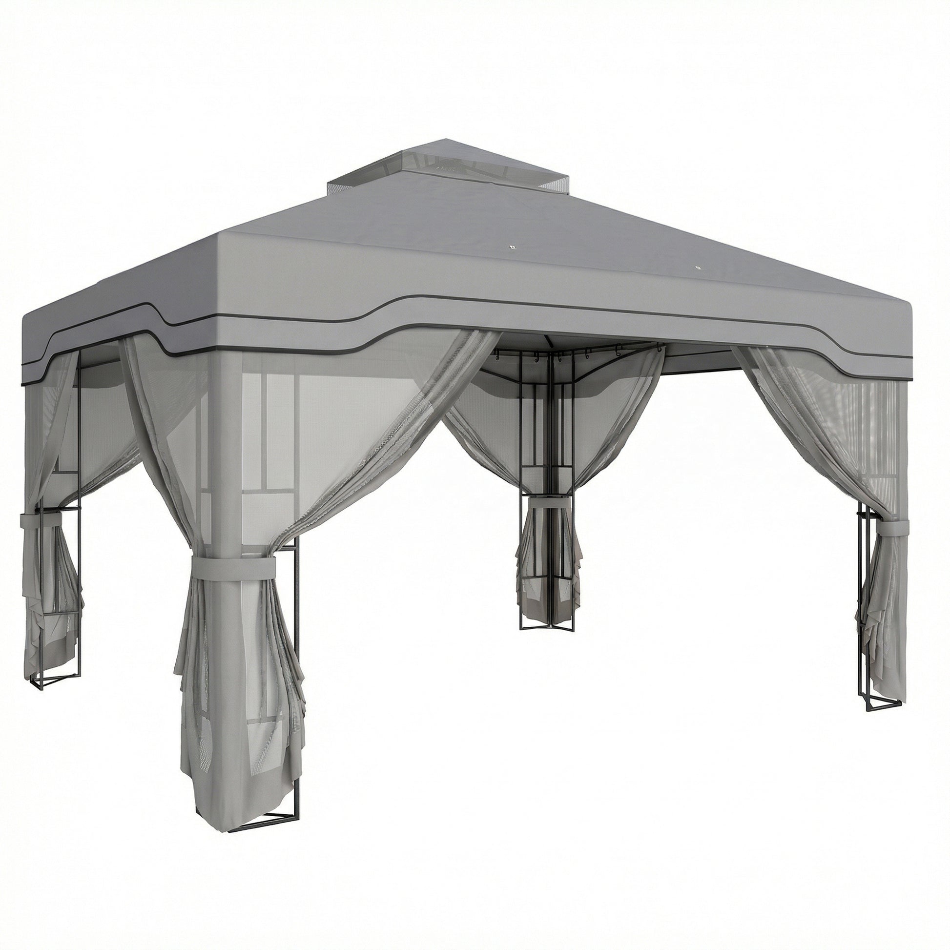 3 x 3.6 m Outdoor Garden Gazebo with Post Shelves
