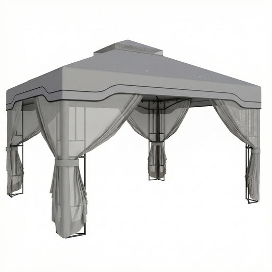 3 x 3.6 m Outdoor Garden Gazebo with Post Shelves