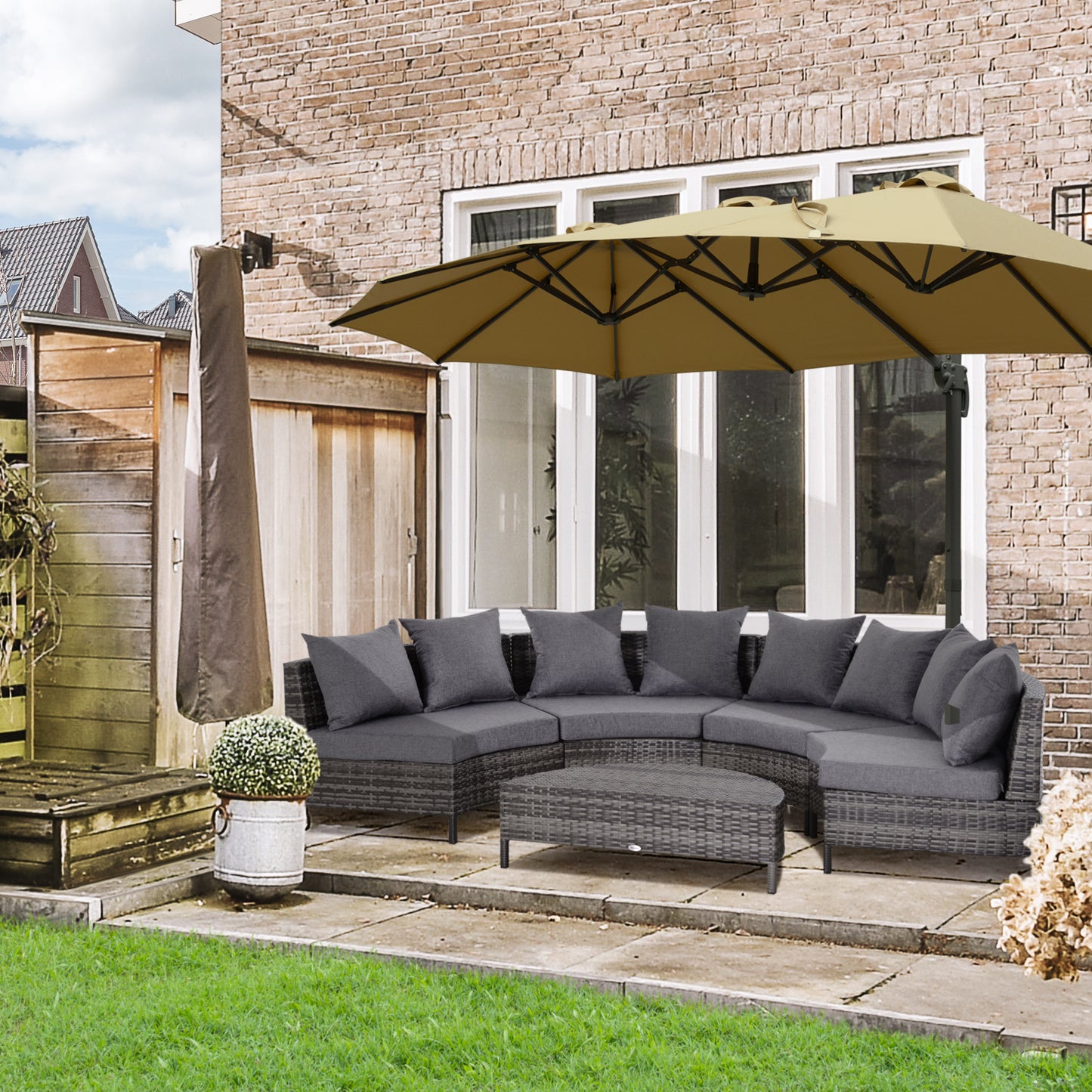 5 Pieces Rattan Garden Furniture Set