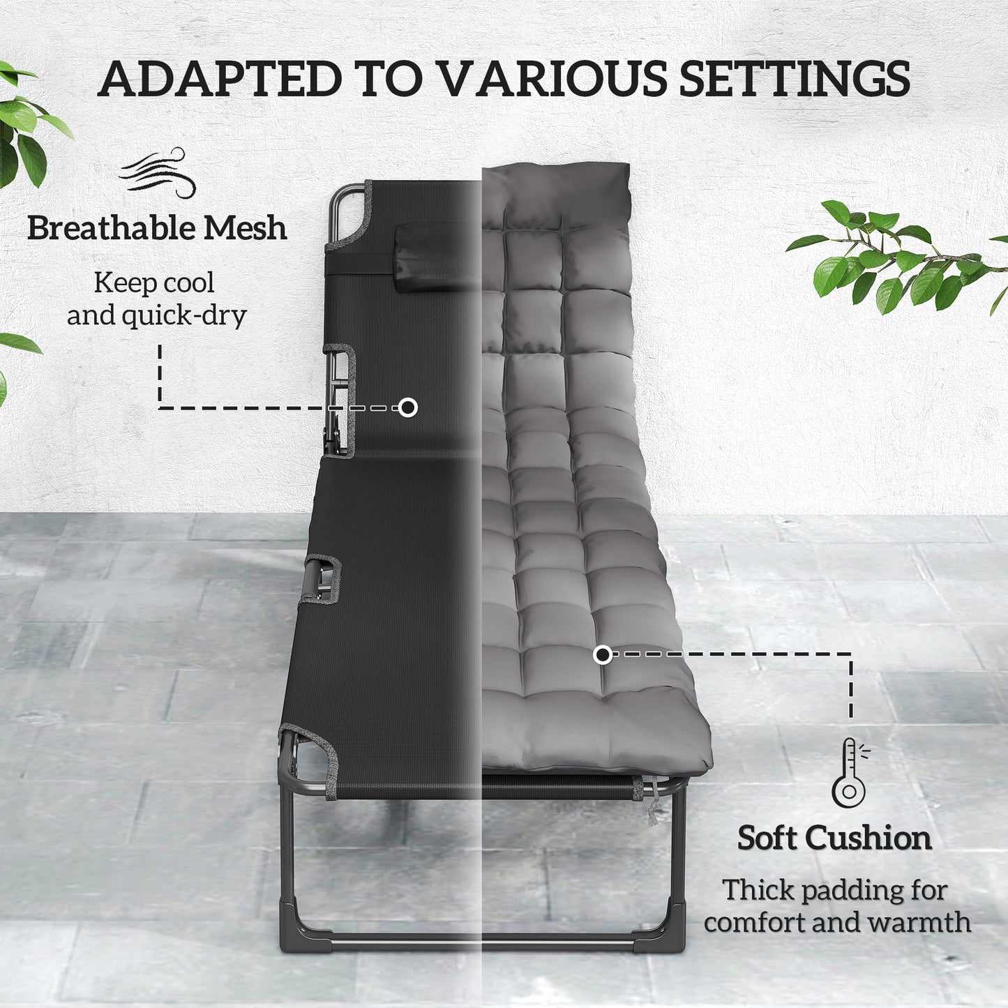Folding Sun Lounger for Garden