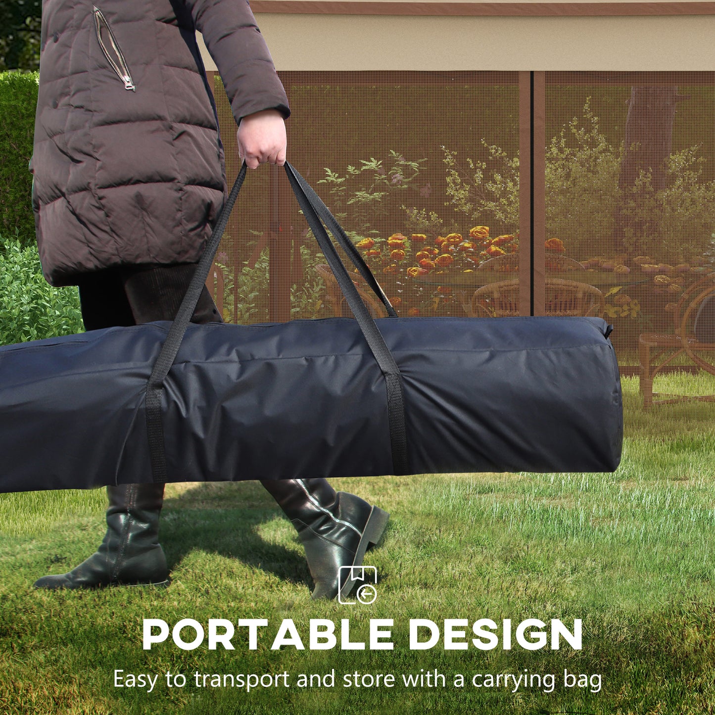 3 x 3(m) Pop Up Gazebo, Double-roof Garden Tent with Netting