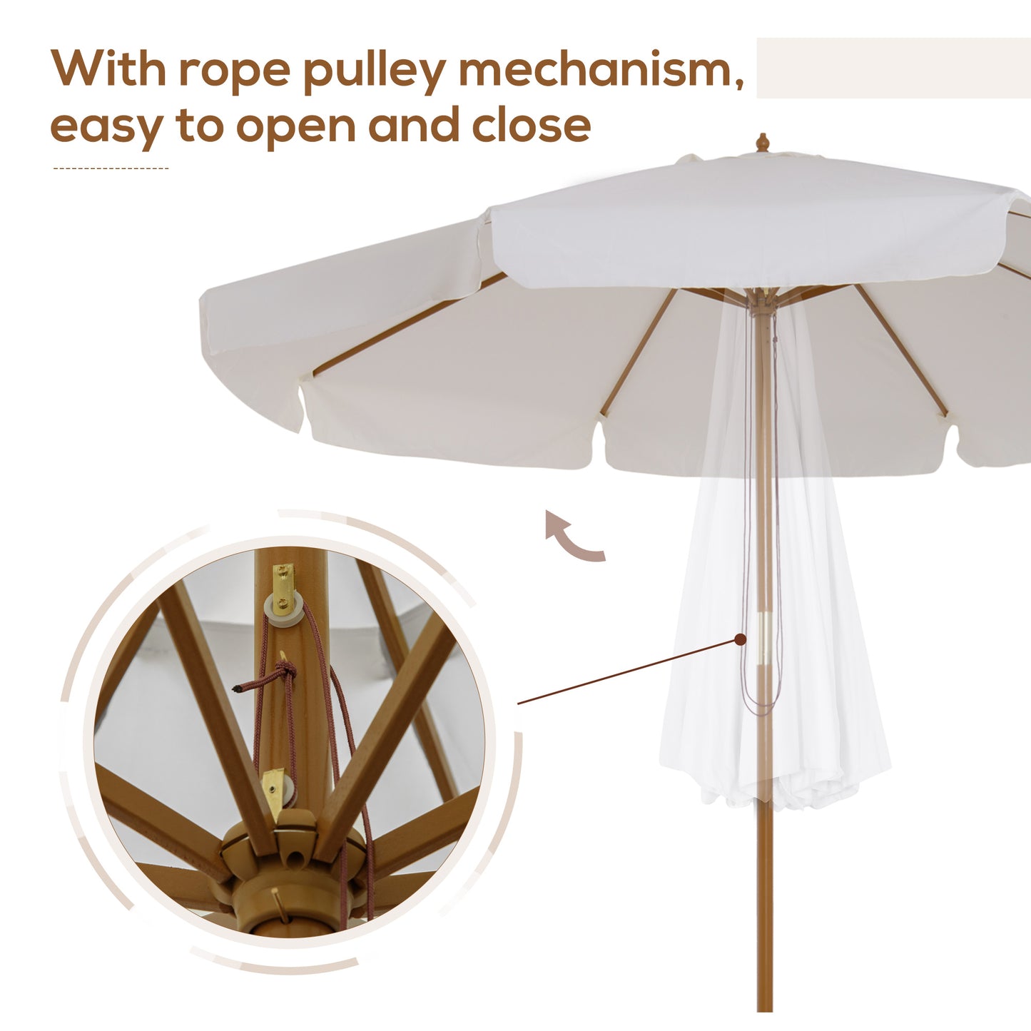 3.3m Elegant Wooden Parasol