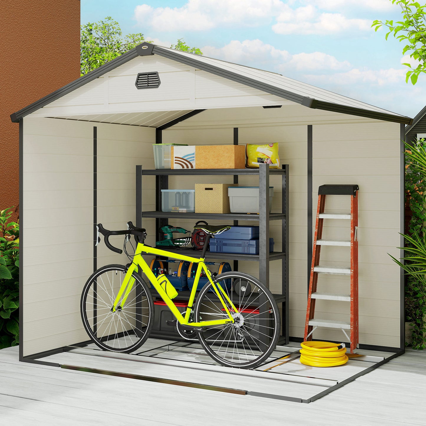 7.9ft x 6.2ft Recycled Garden Shed with Aluminium Frame and Plastic