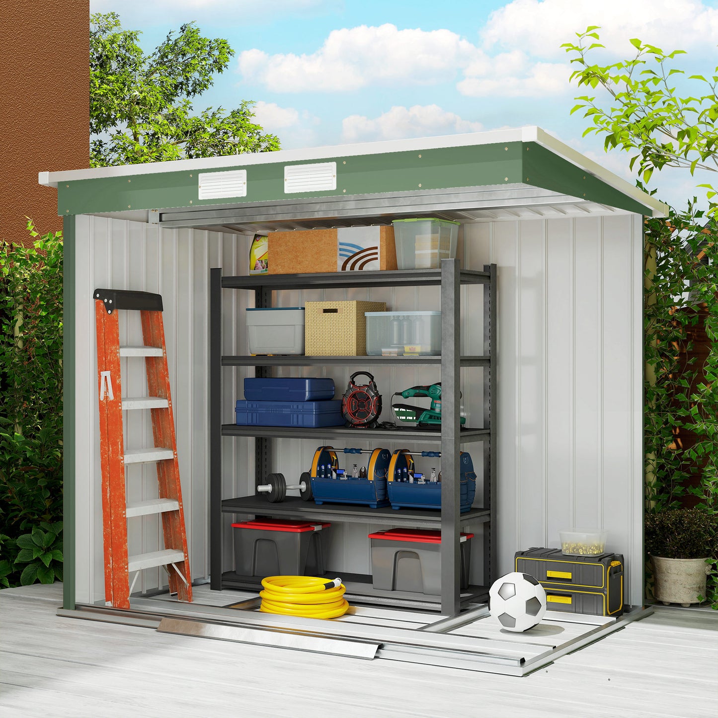 7 x 4ft Galvanised Steel Garden Shed, with Foundation Kit