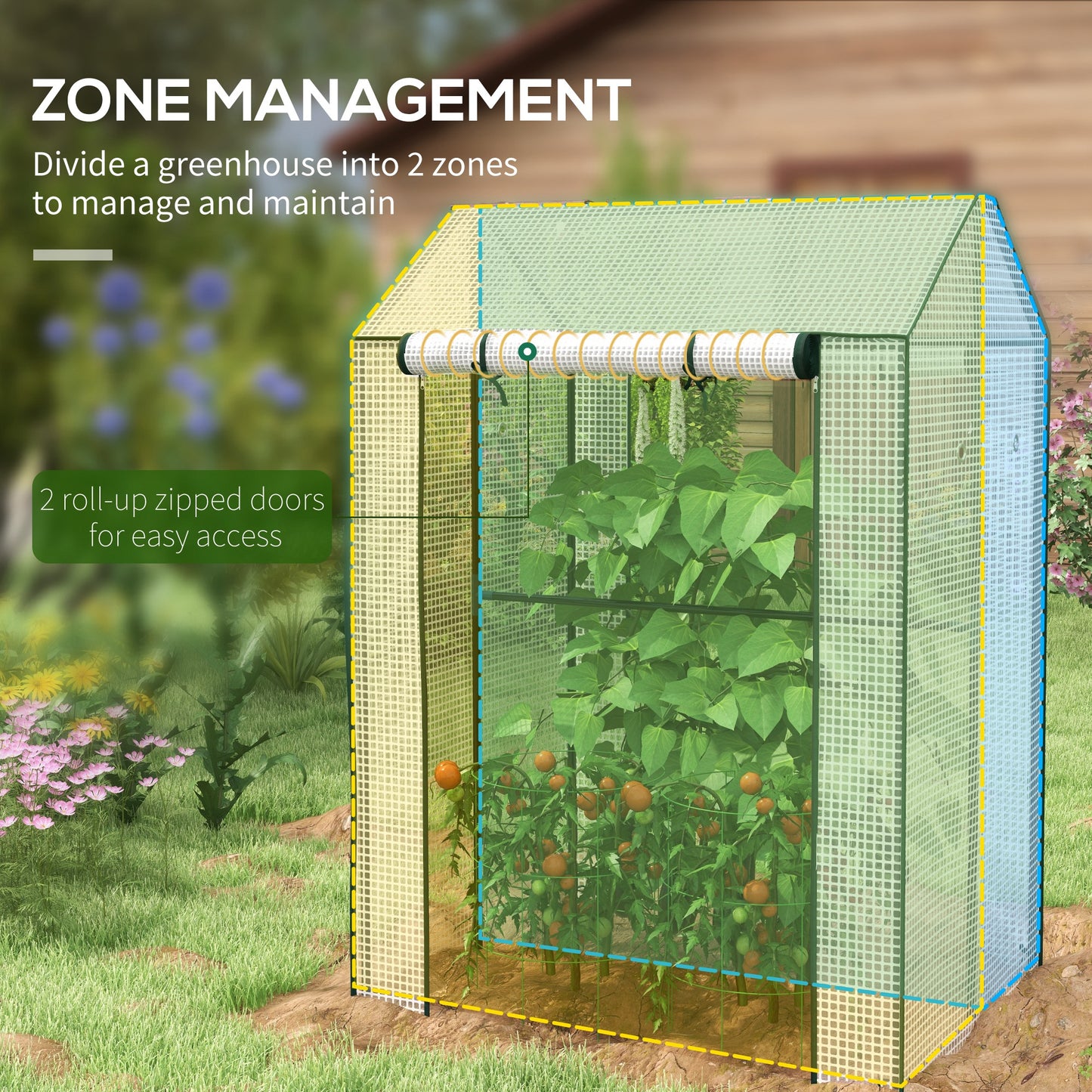 Green House, Mini Greenhouse with 2 Roll-up Doors
