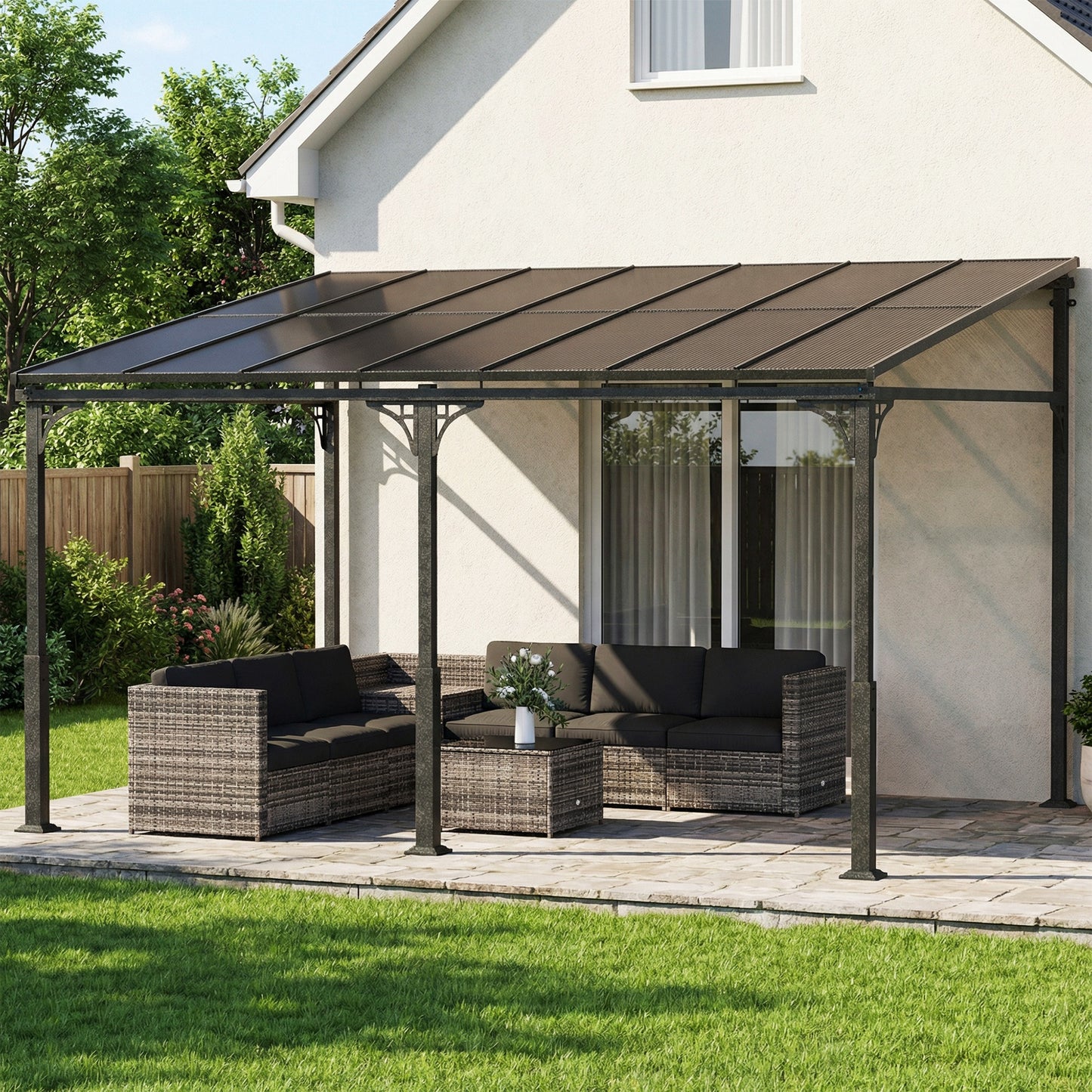 4 x 3 m Metal Lean-to Pergola (1)