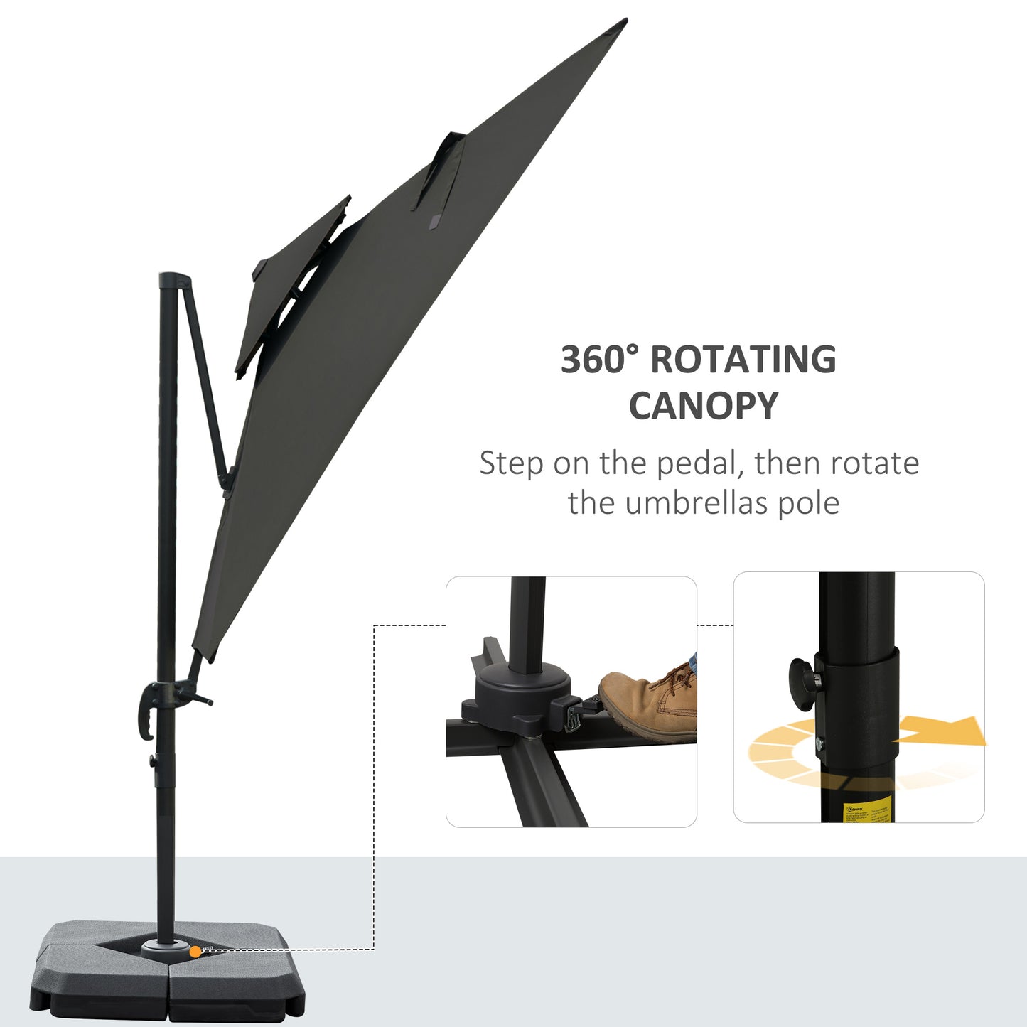 Cantilever Parasol 360 Degree Rotation Angle Adjustment Outdoor