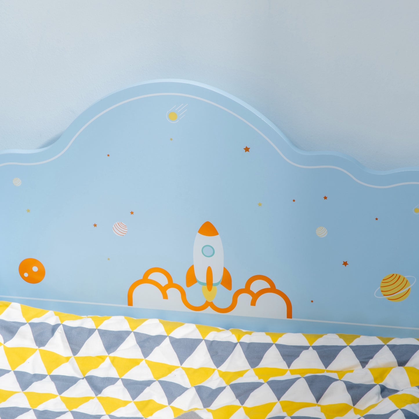 Space Themed Toddler Bed, Kids Bedroom Furniture, with Safety Rails