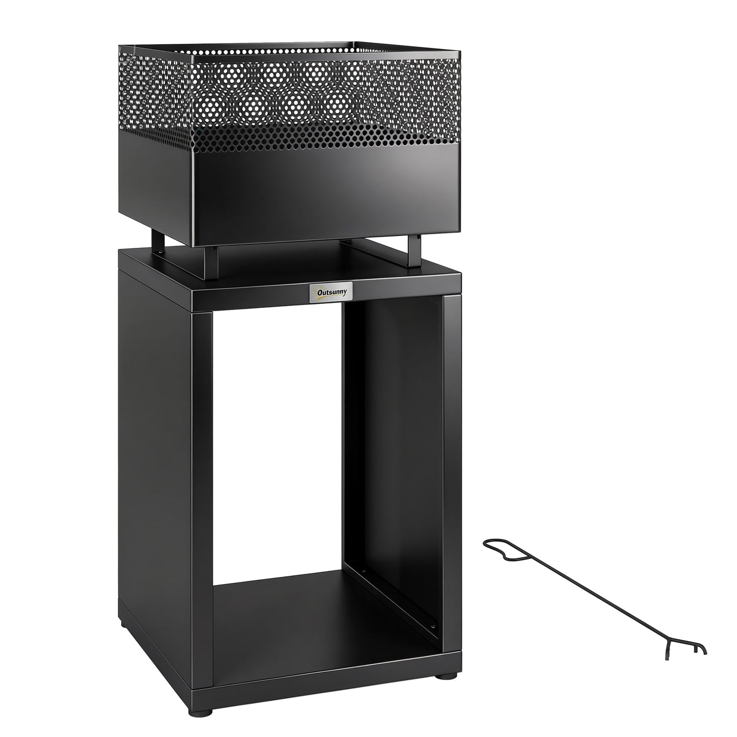 Outdoor Fire Pit with Wood Storage Wood Burning Firepit