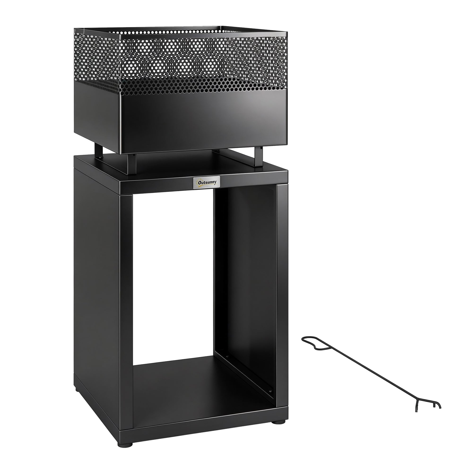 Outdoor Fire Pit with Wood Storage Wood Burning Firepit