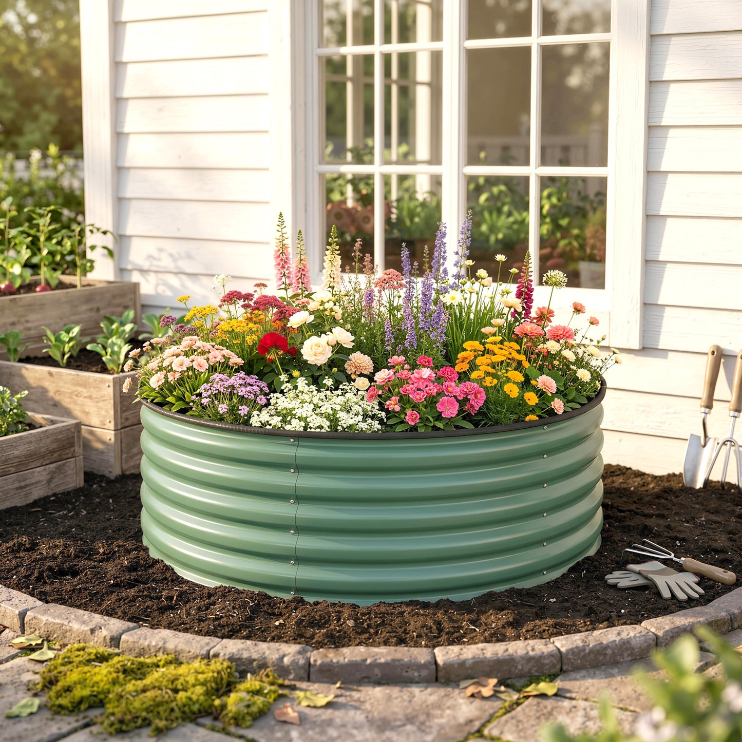 Galvanised Raised Garden Bed with Safety Edging