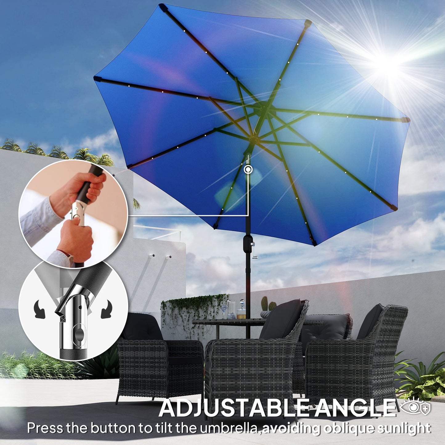 2.7m LED Light Parasol Umbrella