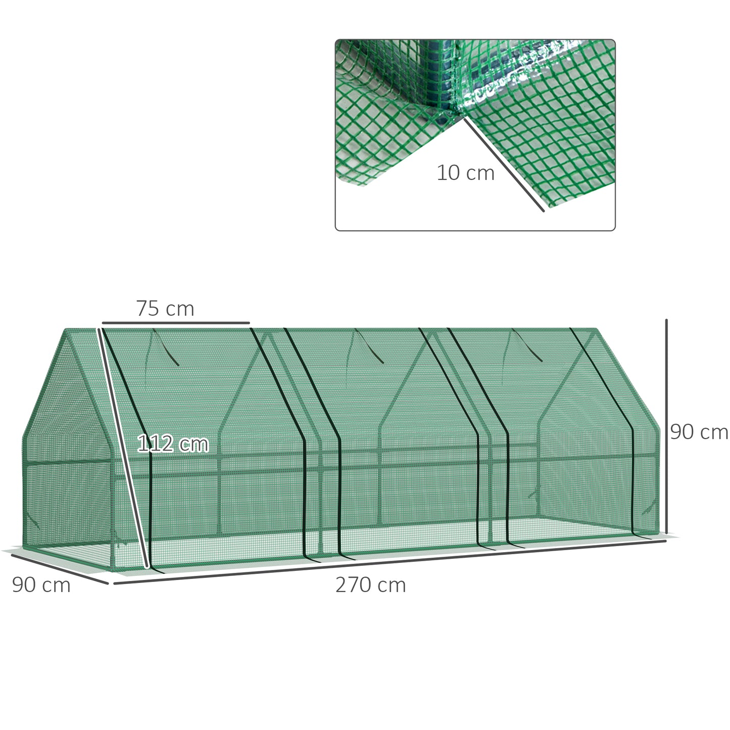 Mini Small Greenhouse with Steel Frame & PE Cover & Zipped Window
