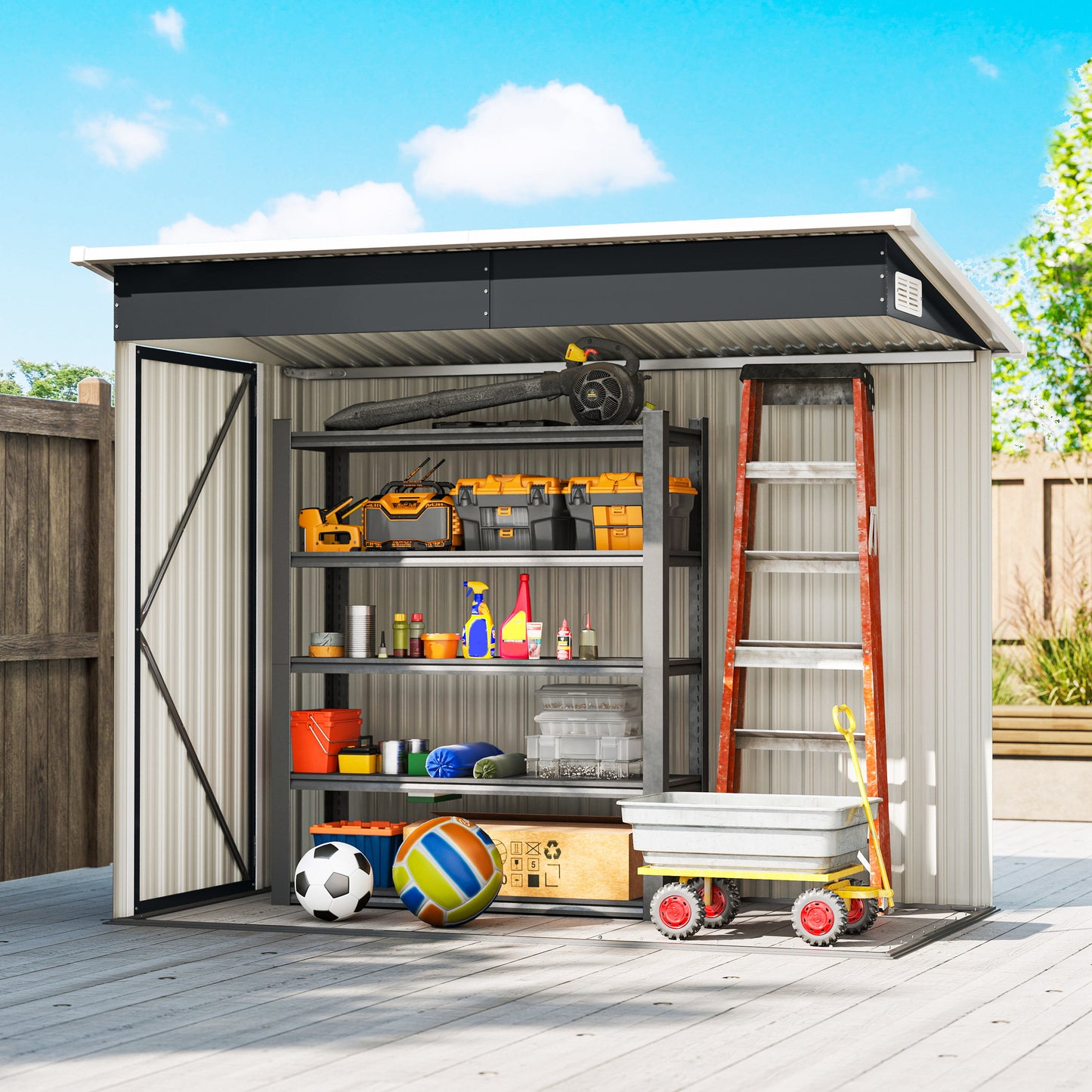 7.5 x 4.3ft Metal Garden Storage Shed