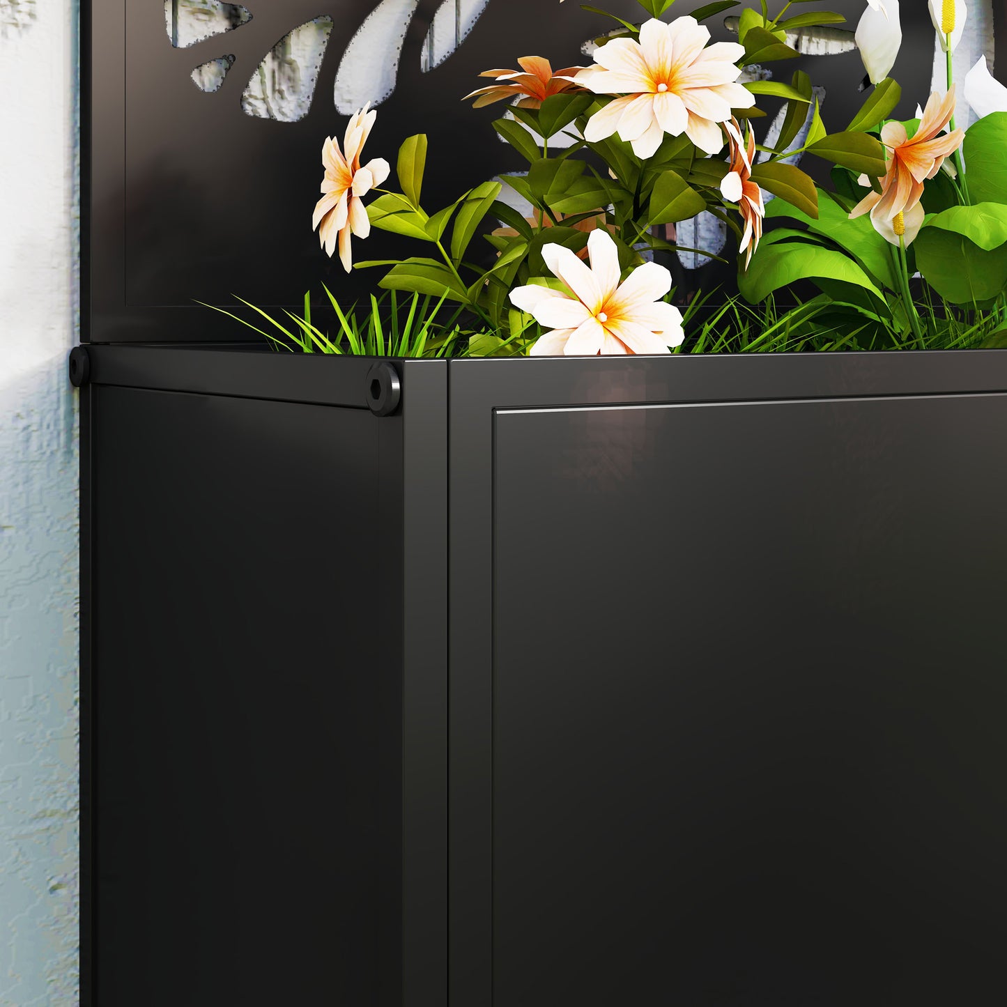Outdoor Metal Planter, with Back Trellis
