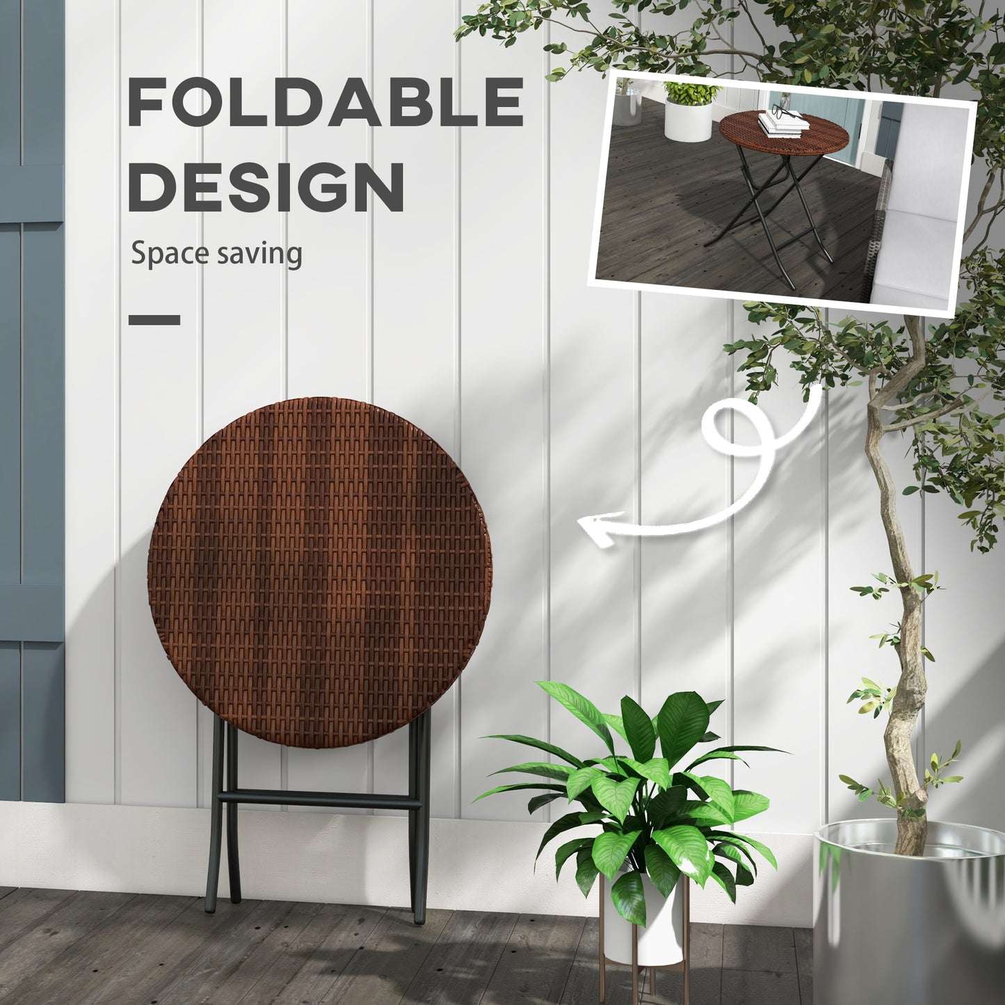 Foldable PE Rattan Outdoor Coffee Table