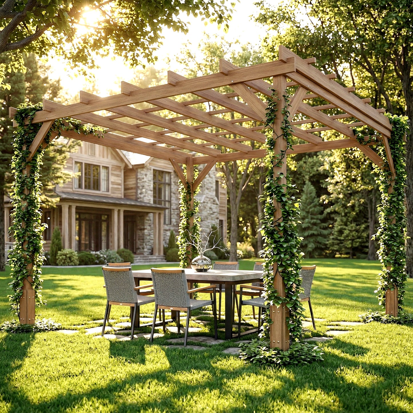 3 x 3 m Wooden Pergola Kit (1)