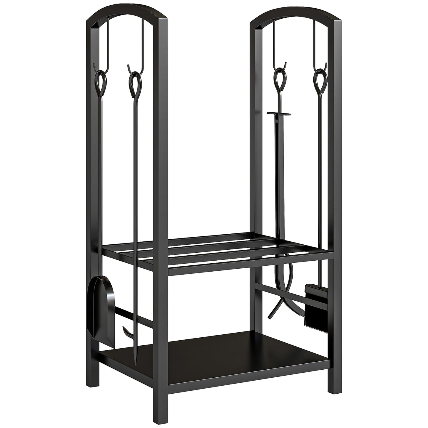 Metal Firewood Log Holder 2 Layer Firewood Rack Indoor Outdoor
