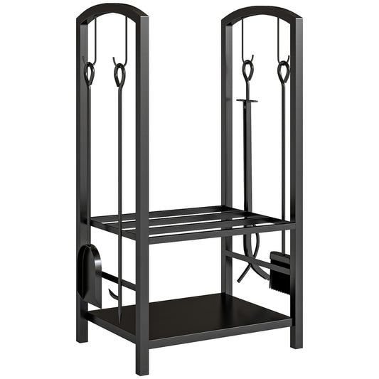 Metal Firewood Log Holder 2 Layer Firewood Rack Indoor Outdoor