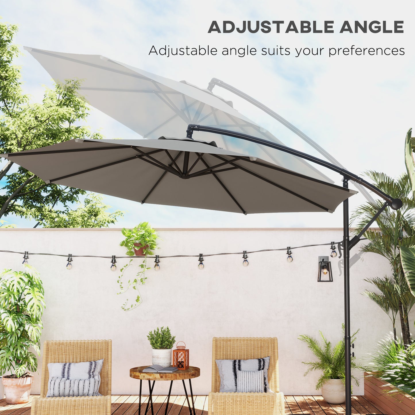 3m Overhanging Cantilever Parasol, with Cross Base