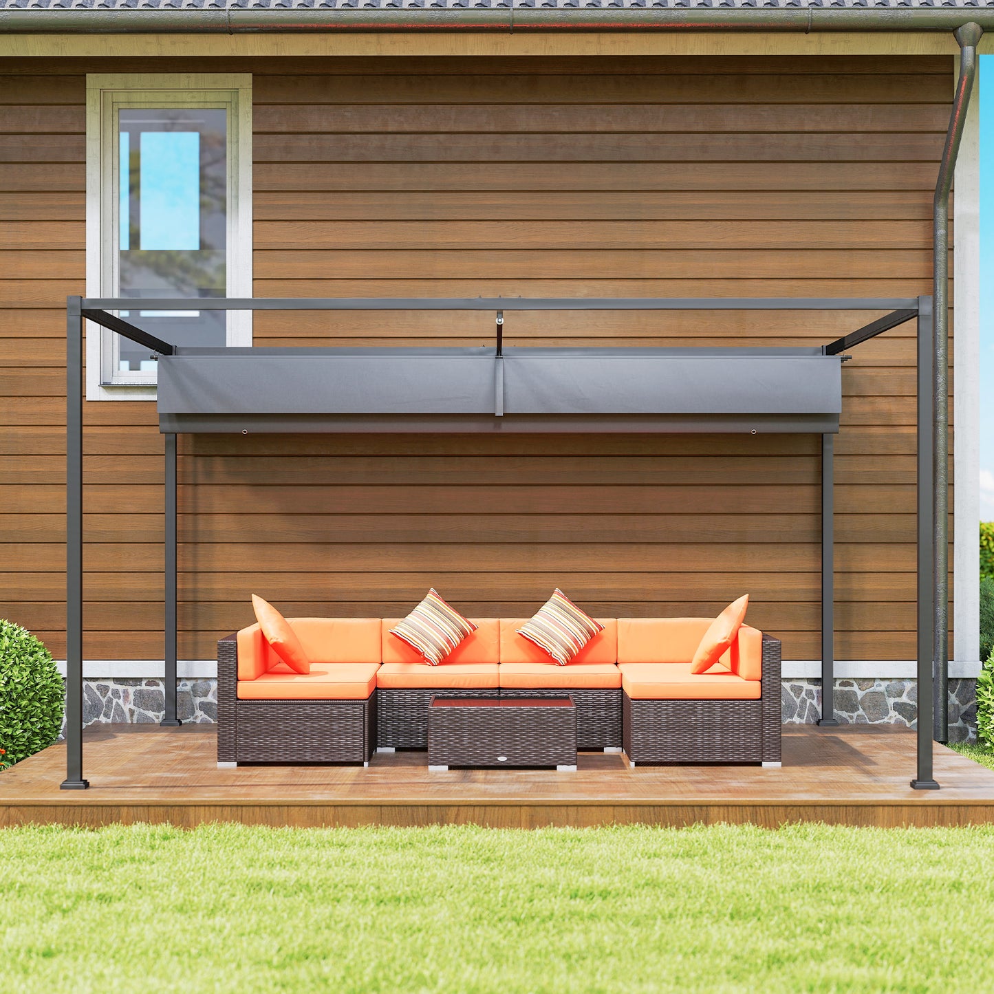 4 x 3(m) Metal Outdoor Pergola with Retractable Roof
