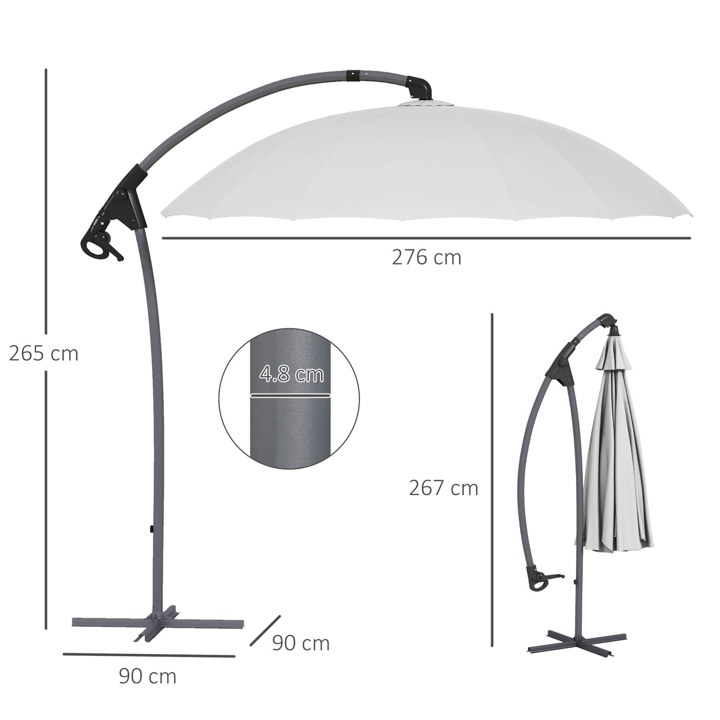 2.7m Cantilever Parasol, with Cross Base